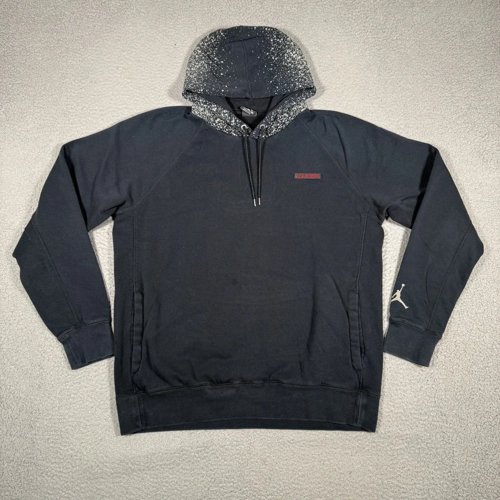 Nike Air Jordan Hoodie Mens XL Black Pullover Sweatshirt Casual‎ Preppy Logo